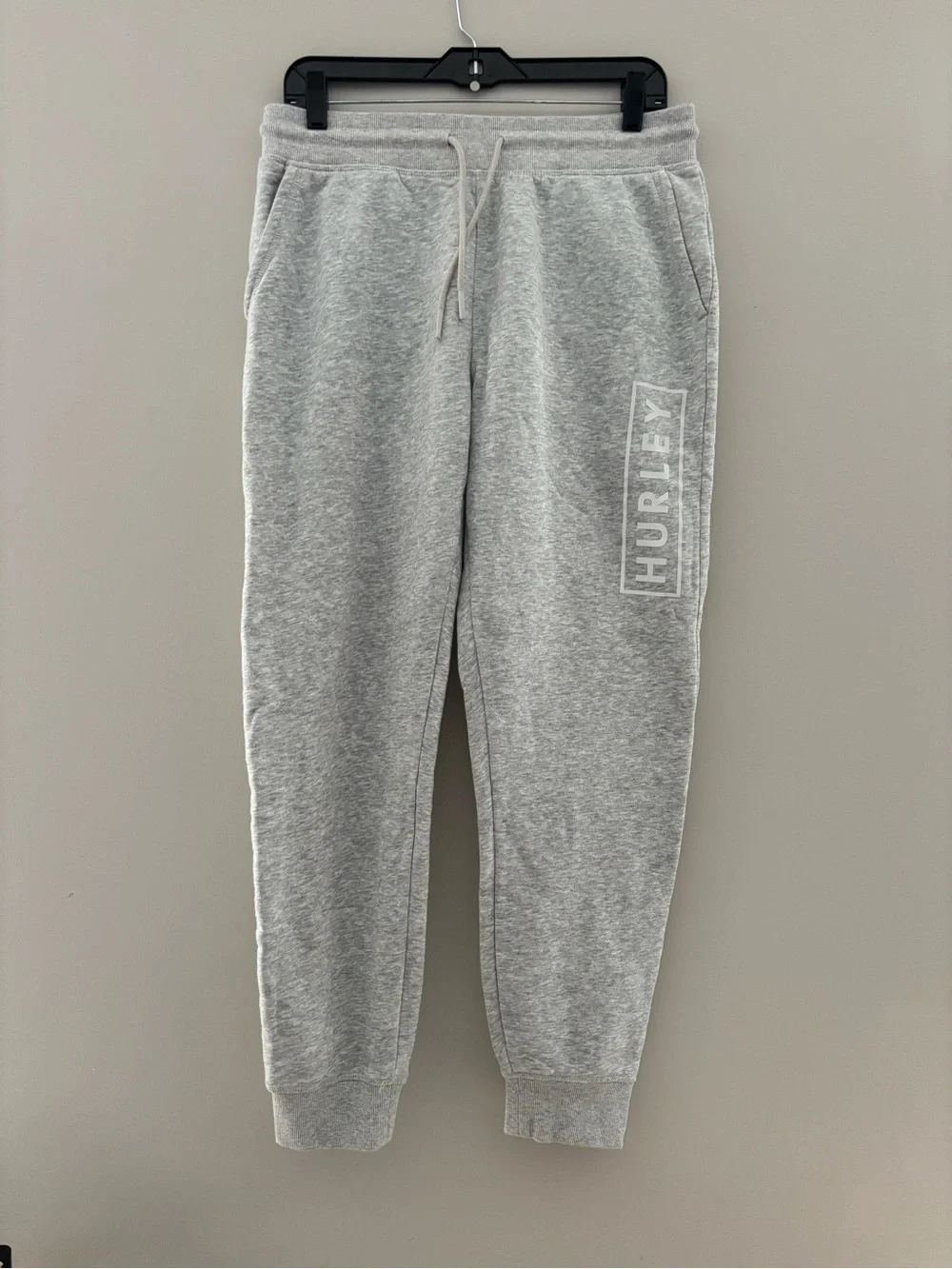 Hurley Gray Fleece Jogger Sweatpants Men's Medium Drawstring Athletic Lounge